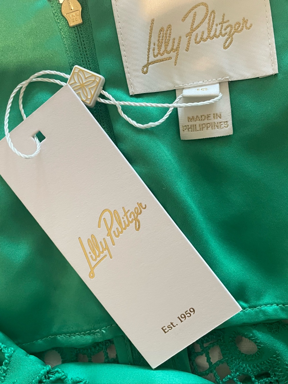 Lilly Pulitzer Kelly Green Dress NWT 16 Lace Cut Out - Picture 7 of 8